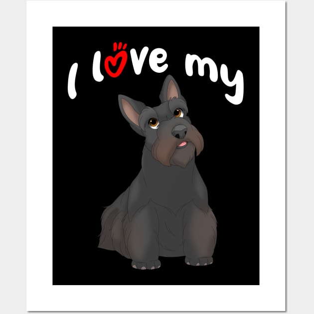 I Love My Black Scottish Terrier Dog Wall Art by millersye